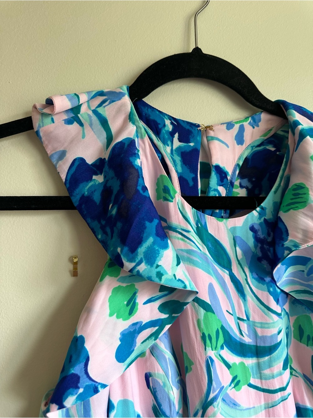 Lilly Pulitzer Rory Dress Sweet Pea Floral Print Womens 2 Pink Green Blue - Picture 5 of 11
